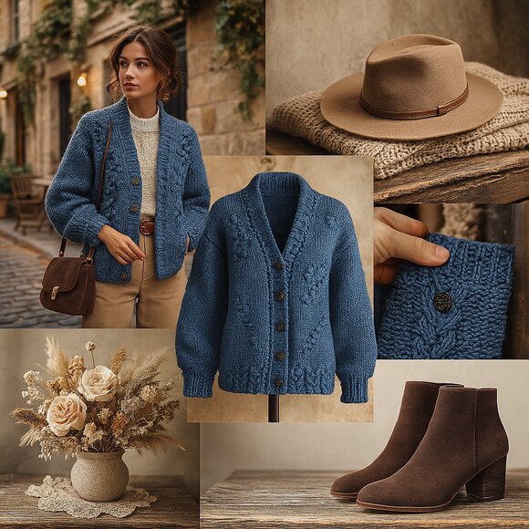 Las Manos Hand Knit 100% Cotton Sweater (L) - Picture 1 of 9